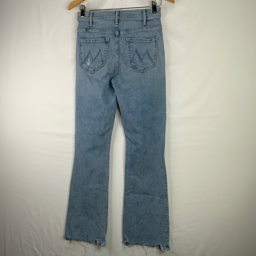 MOTHER The Hustler Ankle Fray Distressed Bootcut Jeans Light Blue High Rise - Picture 4 of 13